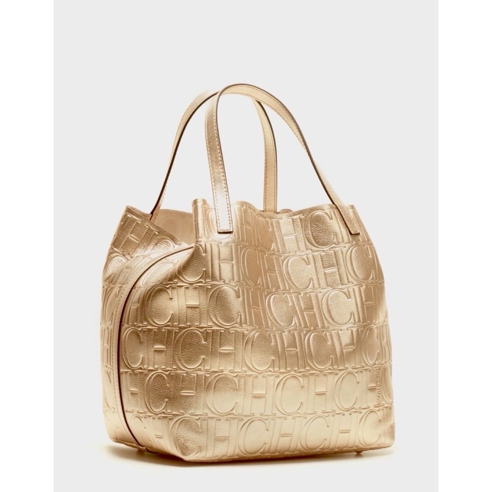 Authentic NWT gold monogram leather Carolina Herrera Matryoshka M medium handbag - Picture 5 of 12